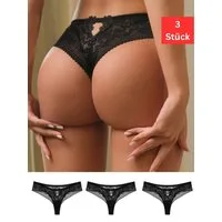Elegant Love Tangaslip Damen Slip in eleganter Spitzenoptik – feminine Dessous Unterwäsche (Packung, 3-St., 3er-Pack) V-String Tanga – Lingerie-Höschen mit figurbetonter Passform