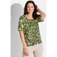 GOLDNER Print-Shirt Baumwollshirt mit organischem Muster Druckshirt mit Rundhalsausschnitt und Halbarm