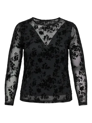ONLY CARMAKOMA - CARELODIE L/S O-NECK BLOUSE JRS Black - Gr. - 48