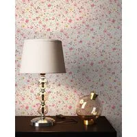 Newroom Vliestapete Frieda Tapete Blumentapete Blumen,Blüten,Wiese, Weiß Tapete Landhaus Blumen - Blumentapete Rosa Grau Romantisch Floral Blüten Wiese für Wohnzimmer Schlafzimmer Büro, modern