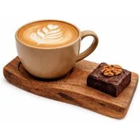 Online-Fuchs Servierbrett Kaffeebrettchen, kleines Serviertablett aus Holz für Kaffee & Tee, Akazienholz, (22 cm groß, Einkerbung für Tasse, Glas), für Kaffeebecher, Latte Macchiato Gläser & Teegläser
