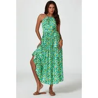 FS Collection Maxikleid Damen Maxikleid Sommerkleid Trägerkleid Ärmellos (XS (EU:36 / UK:8) · S (EU:38 / UK:10) · M (EU:40 / UK:12) · L (EU:42 / UK:14) · XL (EU:44 / UK:16), 5 Farben : Weiß-Pink, Pink, Grün, Marineblau, Offwhite-Grün) Bindegürtel, fl