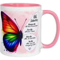 Momentals Tasse 66. Geburtstag Frau – Weil du einzigartig bist – Geburtstagsgeschenk, Gratis Versand · Links-&Rechtshänder · Spülmaschinenfest