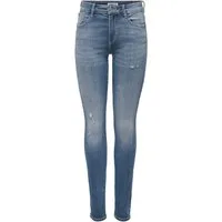 ONLY Skinny-fit-Jeans ONLBLUSH MW SK DET DES BACK EMB DNM Baumwollmischung, Destroyed Details, Stickerei an Gesäßtasche