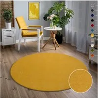 Sanat Teppich Uni, rund, Höhe: 13 mm, robuster Kurzflorteppich, große Farbauswahl, Wohnzimmer, alle Räume