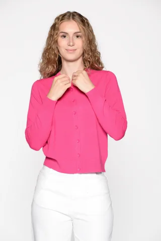 IN LINEA - Cardigan, Rundhals 448 hot pink - Gr. - 40