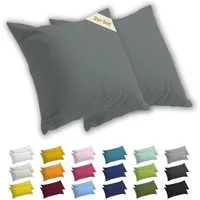 Lavea Kissenbezug 2er Set Kissenhülle Jersey, 100% Baumwolle, Kissenbezüge, (2 Stück), allergikerfreundlich - sicherer YKK-Reißverschluss - waschbar 60°C