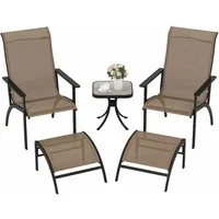 COSTWAY Balkonset, (5-tlg), Adirondack-Stuhlset mit Fußhockern, Beistelltisch