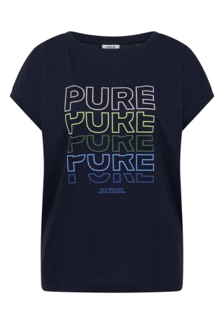 CECIL - T-Shirt mit Boat Neck und Frontprint urban dark blue - Gr. - L