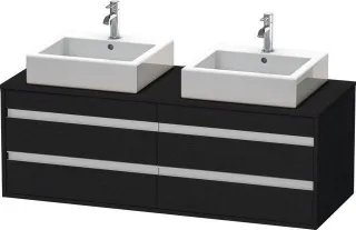 Duravit Ketho Konsolenwaschtischunterbau wandhängend Eiche Schwarz Matt 1400x550x496 mm - KT6657B161 KT6657B1616