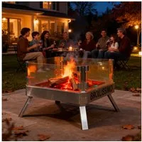 CCLIFE Feuerschale Feuerschale mit Glaskeramik klappbar für Outdoor Camping