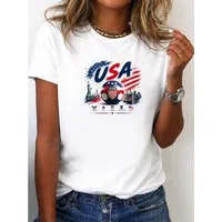 RMK T-Shirt Damen Shirt Rundhals Fußball USA WM aus Baumwolle