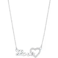 Amor Kette mit Anhänger Schriftzug "Love" mit Herzmotiv, mit Zirkonia (synth)