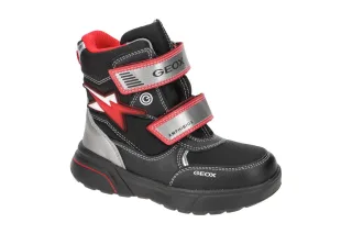 Geox J267UC SVEGGEN BOY Kinderschuhe schwarz rot wasserdicht Klett Winter Sti...