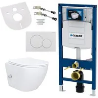 GEBERIT Tiefspül-WC GEBERIT-AL55800-SET, Spülrandloses Wand Hänge WC Set Taharet Toilette Randlos