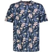 Eight2Nine T-Shirt Komfortabler Rundhalsausschnitt Kurzarm für Herren (1-tlg) Baumwolle Normal Fit Rundhals Kurzarm Geblümt atmungsaktiv