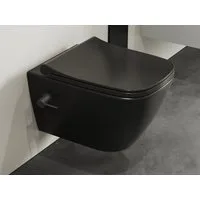 Aqua Bagno Dusch-WC Hänge-Dusch-WC spülrandlos Toilette mit Mischer & WC-Sitz, wandhängend, Abgang waagerecht