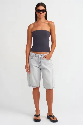 Damen Mittlere Taille Weite Jeansshorts
