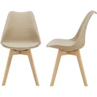 en.casa Esszimmerstuhl (Set, 2 St), »Fläten« mit Massivholzbeinen Kunstleder Beige