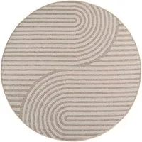 KADIMA DESIGN Teppich VENTOUX Wetterfest UV-Beständig Balkon Waschbar Strapazierfähig, Rund, Höhe: 5 mm, Beige, 80x80 cm, Outdoor Terrasse Strapazierfähig Pflegeleicht Robust