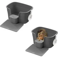 FEANDREA Katzentoilette Katzenklo extragroße, für große Katzen, mit hohen Seitenwänden, Schaufel
