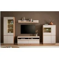 Home affaire Wohnwand Sonora, moderne Anbauwand, Komplettset in Kaschmir/Eiche, (Komplett-Set, 4-St), enthält Vitrinen, Lowboard und Wandboard, 342 cm breit