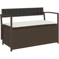 vidaXL Gartenbank Gartenbank mit Stauraum und Kissen Braun Poly Rattan (1-St)