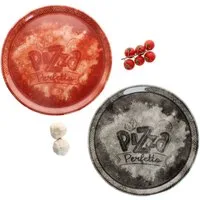 MamboCat Pizzateller 2tlg Set Perfetto Pizzateller Ø31,5 cm Porzellan Rot Schwarz Platte