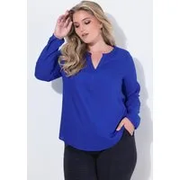 Ulla Popken Druckbluse Tunika A-Linie Rundhals Zierfalte Langarm