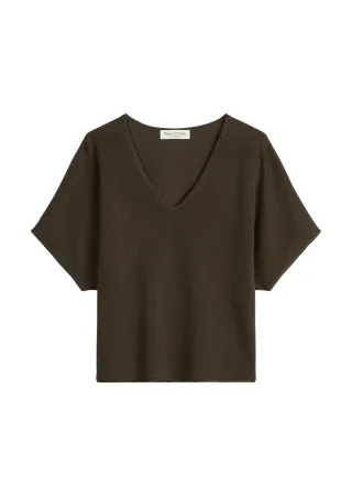 Marc OPolo Casual - Kurzarm-Pullover loose Mossy Earth - Gr. - XL
