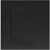 Schulte Duschwanne DWM-Tec, Quadrat, Mineralwerkstoff, 80 x 80 cm Anthrazit Steinstruktur extraflach