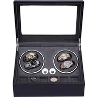 Olvy Smartwatch-Halterung Olvy Uhrenbeweger für 4 Uhren, LED-Beleuchtung, Watchwinder Box