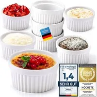 Dimono Dessertschale DIMONO Crème-Brûlée & Soufflé Förmchen – 8er Keramik Dessert Set, Keramik, (Schälchen mit 170 ml, 8-tlg), Schalen