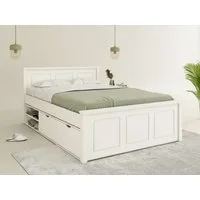 OTTO home Stauraumbett SVEA – Landhausstil, Massivholz-Kiefer & Lattenrost inklusive (Liegefläche 180x200cm), 2 Schubladen + offene Fächer, FSC® zertifiziert, Made in Europe