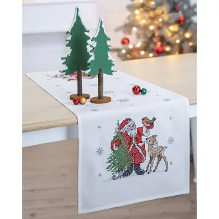 Stickläufer "Santa & Reh"