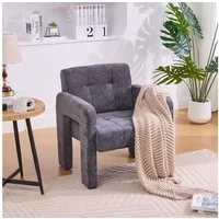 KLAM HOME Sessel Moderner minimalistischer Sessel mit Polster (Bequemer Chenille Sessel mit Armlehnen), Skandinavischer Wohnzimmer Sessel für Entspannung und Komfort