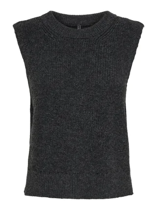 ONLY - ONLPARIS LIFE SL SLIT VEST KNT dark grey melange - Gr. - S
