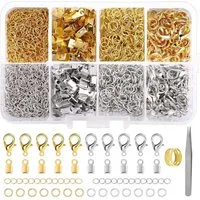 LuxusKollektion Kettenverlängerung Kettenverschluss 300 Stück Armband Biegeringe Karabiner Gold Silver