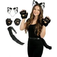 Metamorph Kostüm Katze Kostümset - Faschingskostüm Damen Karneval, Einfach mit Kleidung der gleichen Farbe kombinieren – fertig ist Dei