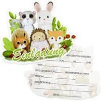 aitsite Einladungskarten Einladungskarten im Waldtier-Design 12er Pack, 12 Karten im Waldtier-Design auf umweltfreundlichem Papier
