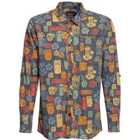 KingKerosin Kurzarmhemd Tiki's mit Tiki-Motiven & aus Bio-Baumwolle