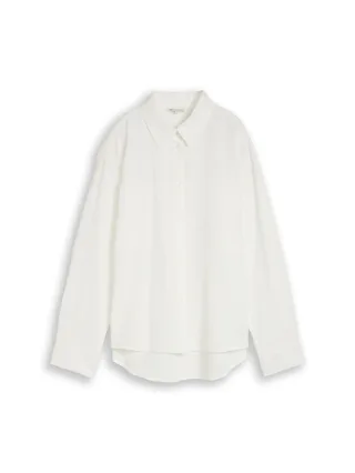 Denim Tom Tailor - Loose Fit Seersucker Hemdbluse off white - Gr. - XS