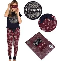 Harry Potter Pyjama Harry Potter Pyjama für Damen + Augenbinde, dunkelblau-burgunderrot XS