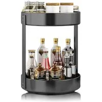 CALIYO Gewürzregal Gewürzregal, ein Großes Küchenregal aus Edelstahl um 360° Drehbar, ein Multifunktionales Lagerregal zur Aufbewahrung von Gewürzen