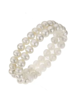 Zeeme Pearls Armband Süßwasserzuchtperlen weiß 8mm zweireihig