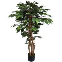 Kunstbaum Ficus Excotica 120cm DA Kunstbaum Baum Kunstpflanzen künstliche Birkenfeige, Seidenblumen Roß, Höhe 120 cm, Grün