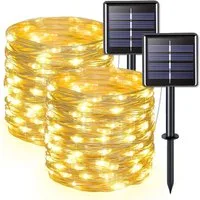 Athlix LED-Lichterkette Solar LED-Lichterkette 2x Solar Lichterkette Außen 10m 100 LED, 10m 100 LED Outdoor Solarlichterkette, Wasserdicht und 8 Modi