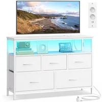 SONGMICS Kommode Sideboard, Schubladenschrank, 5/7 Schubladen, mit LED-Beleuchtung, Ladestation