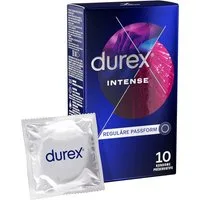 durex Kondome Intense, 10 St., Mit Noppen, Rippen & viel Desirex-Gel für zusätzliche Stimulation, anatomische Easy-On-Form