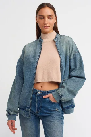 Übergroße Lange Jeans-Pufferjacke